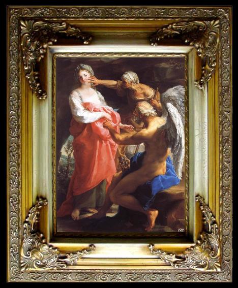 framed  Pompeo Batoni Time Orders Old Age to Destroy Beauty, Ta051